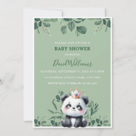 Schattigee Panda Greenery Foliage Green Baby showe Kaart