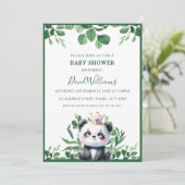 Schattigee Panda Greenery Foliage Neutraal Baby sh Kaart (Staand voorkant)