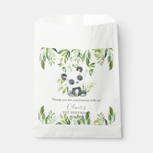Schattigee Panda groen Bamboe Baby shower Verjaard Bedankzakje (Voorkant)