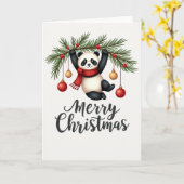 Schattigee panda hangend aan Kaart van kerstboomta (Gele Bloem)