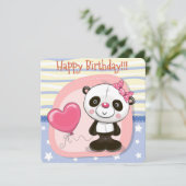 Schattigee Panda Happy Birthday Invitation Kaart (Staand voorkant)