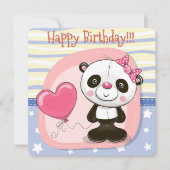 Schattigee Panda Happy Birthday Invitation Kaart (Voorkant)