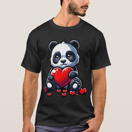 Schattigee Panda Hart Valentijnsdag Paar Mannen Vr T-shirt (Voorkant)
