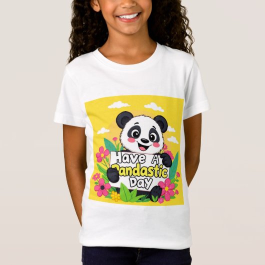 Schattigee panda: "Heb een Pandastische Dag" T-shirt (Voorkant)