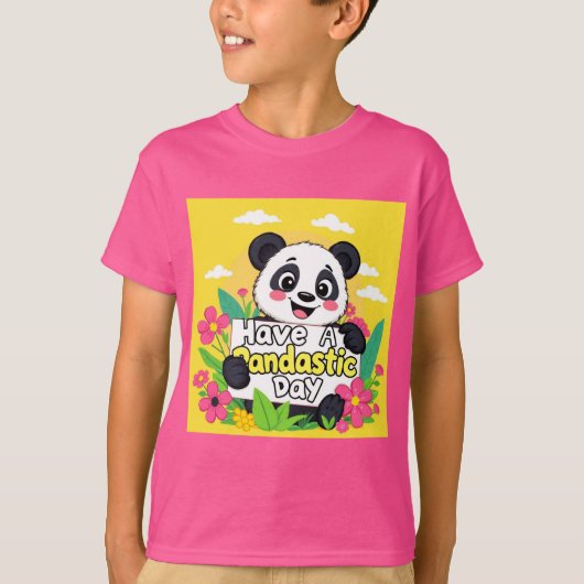 Schattigee panda: "Heb een Pandastische Dag" T-shirt (Voorkant)