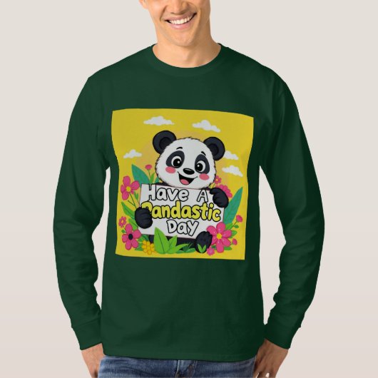 Schattigee panda: "Heb een Pandastische Dag" T-shirt (Voorkant)