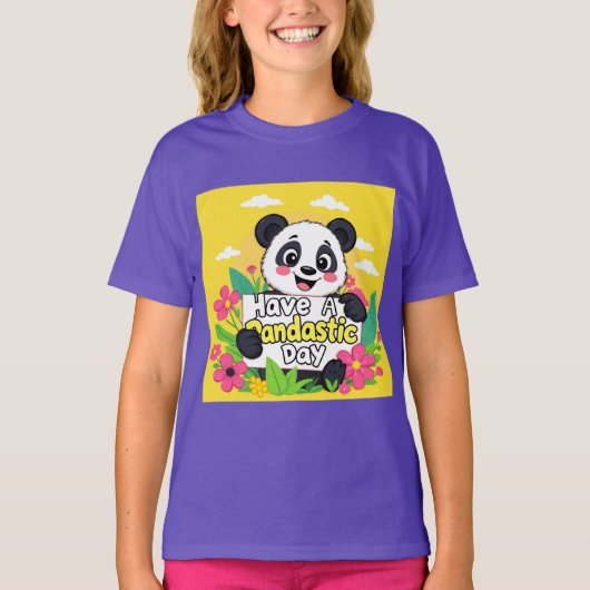 Schattigee panda: "Heb een Pandastische Dag" T-shirt (Voorkant)