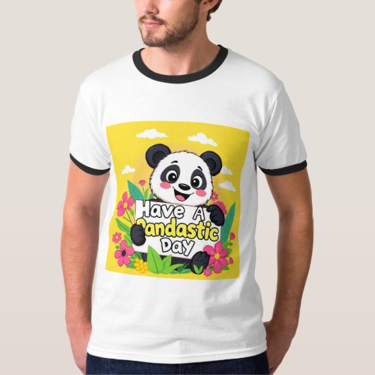 Schattigee panda: "Heb een Pandastische Dag" T-shirt (Voorkant)