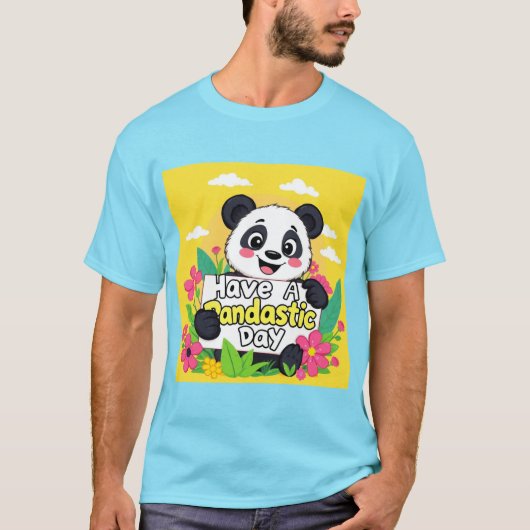 Schattigee panda: "Heb een Pandastische Dag" T-shirt (Voorkant)