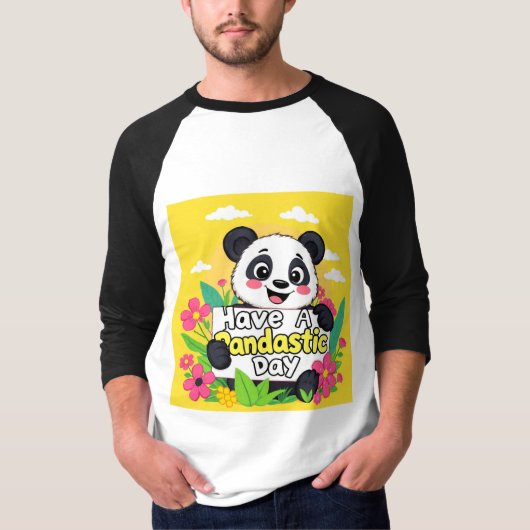 Schattigee panda: "Heb een Pandastische Dag" T-shirt (Voorkant)