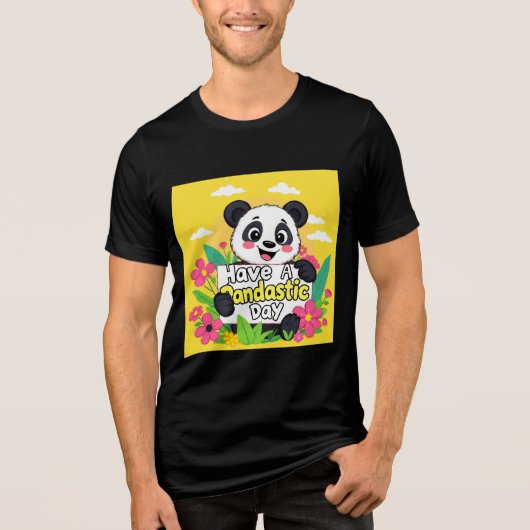 Schattigee panda: "Heb een Pandastische Dag" Tri-Blend Shirt (Voorkant)
