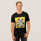 Schattigee panda: "Heb een Pandastische Dag" Tri-Blend Shirt (Voorkant volledig)