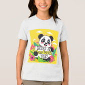 Schattigee panda: "Heb een Pandastische Dag" Tri-Blend Shirt (Voorkant)