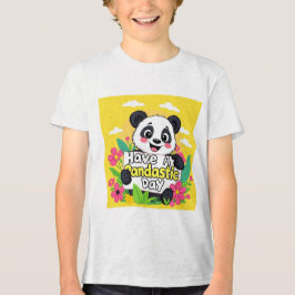 Schattigee panda: "Heb een Pandastische Dag" Tri-Blend Shirt