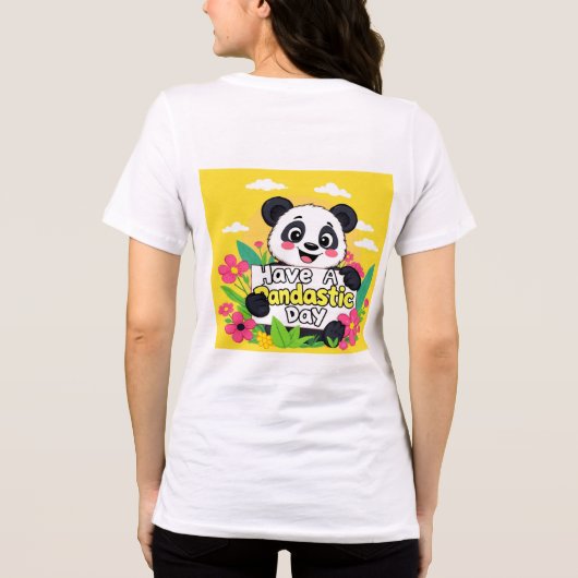 Schattigee panda: "Heb een Pandastische Dag" Tri-Blend Shirt (Achterkant)
