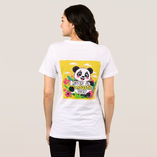 Schattigee panda: "Heb een Pandastische Dag" Tri-Blend Shirt (Achterkant volledig)