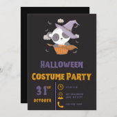 Schattigee Panda Heks Wolken Vleermuizen Zwart Hal Kaart (Voorkant / Achterkant)