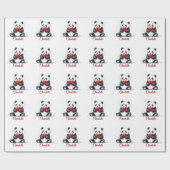 Schattigee Panda Holding Heart met  naam Cadeaupapier (Vlak)