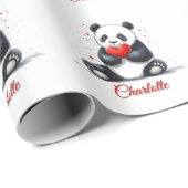 Schattigee Panda Holding Heart met  naam Cadeaupapier (Rol Hoek)