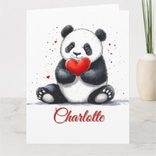 Schattigee Panda Holding Heart met naam Kaart