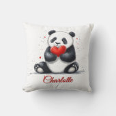 Schattigee Panda Holding Heart met naam Kussen (Voorkant)