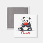 Schattigee Panda Holding Heart met naam Magneet (Voorkant / Achterkant)
