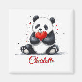 Schattigee Panda Holding Heart met  naam Magneet (Voorkant)