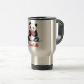Schattigee Panda Holding Heart met naam Reisbeker (Voorkant rechts)