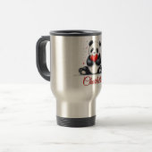 Schattigee Panda Holding Heart met naam Reisbeker (Voorkant links)