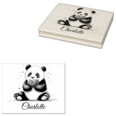 Schattigee Panda Holding Heart met naam Rubberstempel (Gestempeld)