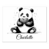 Schattigee Panda Holding Heart met naam Rubberstempel (Afrduk)