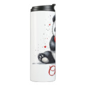 Schattigee Panda Holding Heart met  naam Thermosbeker (Gedraaid links)