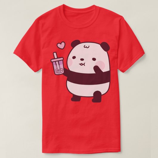 Schattigee Panda houdt van Taro Bubble Tea T-shirt (Design voorkant)