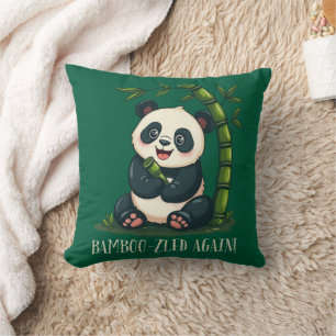 Schattigee Panda Illustratie Whimsical Bamboo Pun  Kussen