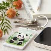 Schattigee panda in de tuin sleutelhanger (Voorkant Rechts)