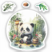 Schattigee panda in het meer, panda Sticker (Voorkant)
