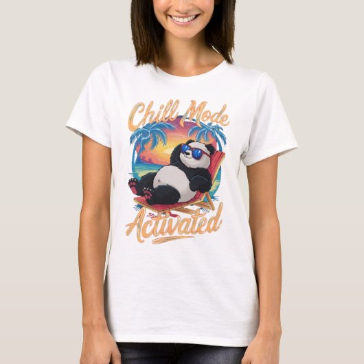 Schattigee Panda in het strand Zomer T-shirt (Voorkant)