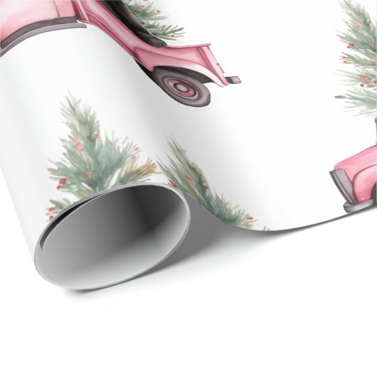 Schattigee Panda in Roze Vrachtwagen Cadeaupapier (Rol Hoek)