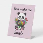 Schattigee panda, je doet me glimlachen reclamebord met voetstuk (Voorkant)