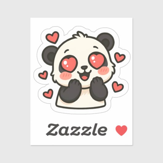 Schattigee Panda Love Sticker – Kawaii Heart Eyes  (Vel)
