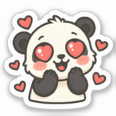 Schattigee Panda Love Sticker – Kawaii Heart Eyes  (Voorkant)