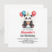 Schattigee panda met ballonnen en taart 1e verjaar (Voorkant / Achterkant)