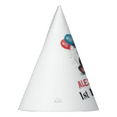 Schattigee panda met ballonnen en taart 1e verjaar feesthoedjes (Links)