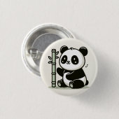 Schattigee panda met bamboe kunst ronde button 3,2 cm (Voorkant /achterkant)