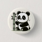 Schattigee panda met bamboe kunst ronde button 3,2 cm (Voorkant)