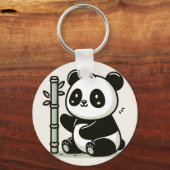 Schattigee panda met bamboe kunst sleutelhanger (Voorkant)