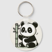 Schattigee panda met bamboe kunst sleutelhanger (Achterkant)