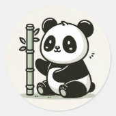 Schattigee panda met bamboe ronde sticker (Voorkant)
