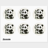 Schattigee panda met bamboe ronde sticker (Vel)