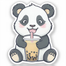 Schattigee Panda met Boba Tea Sticker – Kawaii